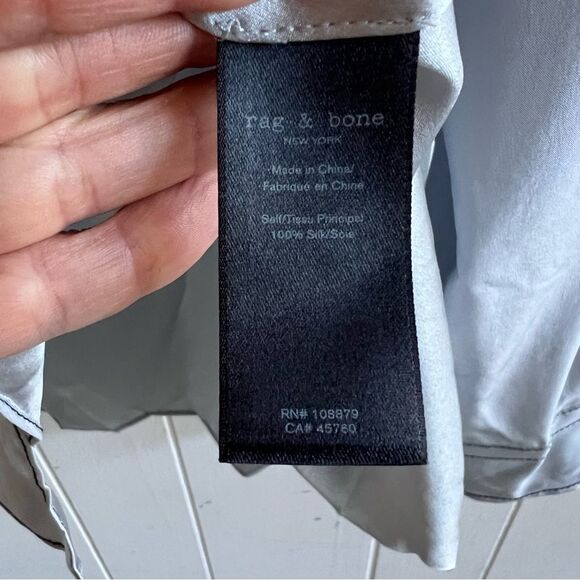 RAG & BONE Debbie Silk Wrap Top in Grey Blue - Picture 7 of 14